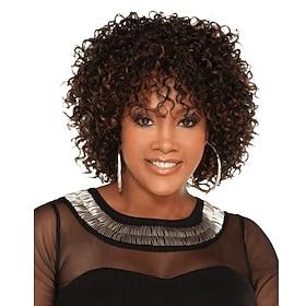 Brown Wigs for Women Synthetic Wig Afro Curly Asymmetrical Wig Short Black Synthetic Hair Women's Fashionable Design Exquisite Comfy Black