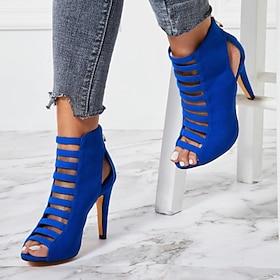 Women's Blue Strappy High Heel Sandals - Open-Toe Stiletto Heels for Parties and Special Occasions