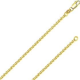 14k solid gold italian yellow gold 1.5mm flat open wheat link chain necklace- made in italy-14 karat with lobster claw clasp include gift box with order 18.5 i