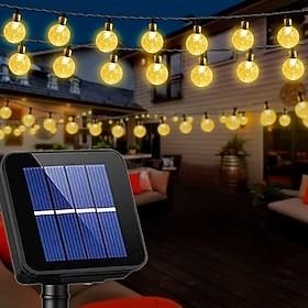 Outdoor Solar Globe String Lights, 10M 50 LEDs Waterproof Crystal Ball Lights with 8 Modes for , Wedding, Garden, Lawn, Party Patio Decorations