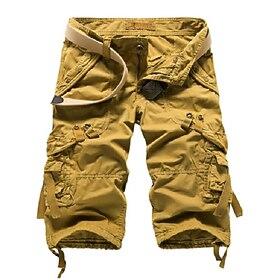 Men's Cargo Shorts Hiking Shorts Multi Pocket Plain Calf-Length Daily Basic Slim Wine Red Black