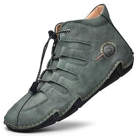 Men's Boots Crochet Leather Shoes Handmade Shoes Comfort Shoes Sporty Classic Casual Outdoor Daily Leather Synthetics Warm Handmade Non-slipping Booties / Ankl