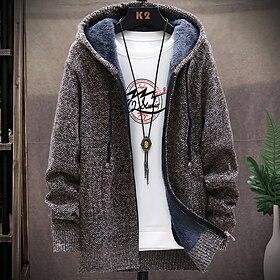 Herren Pullover Strickjacke Pullover Hoodie Zip Pullover Reißverschluss Pullover Jacke Stricken Strick Feste Farbe Mit Kapuze Stilvoll Outdoor Heim Bekleidung