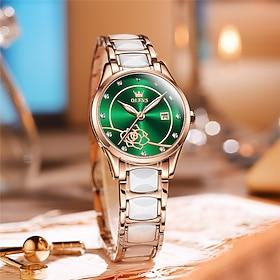 OLEVS Women's Wrist Watche Mechanical Watch Mother's Day Gift for women Analog Automatic self-winding Stylish Fashion Waterproof Luminous Rhinestone Titanium A