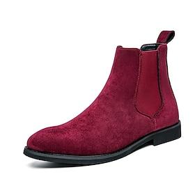 Rode chelsea boots van imitatiesuède voor heren met elastische zijpanelen - ideaal voor casual uitjes, avondevenementen en om een stijlvolle statement te maken
