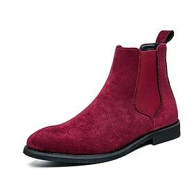 Rode chelsea boots van imitatiesuède voor heren met elastische zijpanelen - ideaal voor casual uitjes, avondevenementen en om een stijlvolle statement te maken