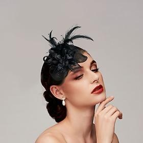Vintage Style Elegant  Luxurious Tulle / Feathers Fascinators / Hats / Headwear with Floral / Beading 1PC Wedding / Ladies Day / Melbourne Cup Fascinators Race