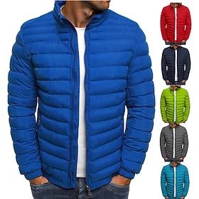 Men's Puffer Jacket Transition Jacket Outdoor Classic Spring   Fall Polyester Windproof Lightweight Solid Color Light Blue Navy Big red Grass Green Vest
