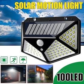 Solar Wall Lights Outdoor 100LEDs 3 Modes 270 Lighting Angle Solar Motion Sensor Outdoor Lamp IP65 Waterproof Light Control Solar Wall Lamp Suitable for Garage