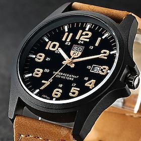 Sport Military Watches Fashion Casual Analog Quartz Watch Leather Analog Men Luxury Wristwatch Quartz Watch Gift for men's Men Analog Quartz Casual Classic Wri