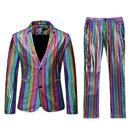 Disco 1980s Pants Outfits Suits  Blazers Fancy Dress Men's Carnival Costume Masquerade Club Party Performance Adults' Coat Pants All Seasons