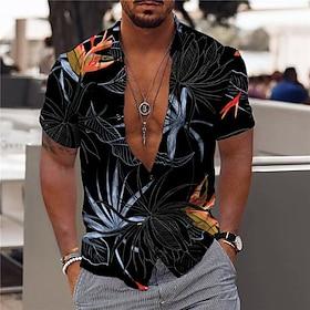 Voor heren Bladeren Tropische planten Overhemd Hawaiiaans overhemd Grafisch overhemd Korte mouw Overhemd Strijkijzer Modieus Ontwerper Casual Buiten Straat Cas