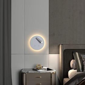 8W Modern Indoor Wall Light LED Wall Sconce Reading Spotlight with Switch 350 Swivel 2 in 1 for Bedroom Bedside Living Room Study Room Ideal Bathroom Wall Ligh