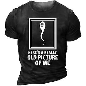Mens Funny Graphic T-Shirt: 'Here's a Really Old Picture of Me' Sperm Pun Short Sleeve Design