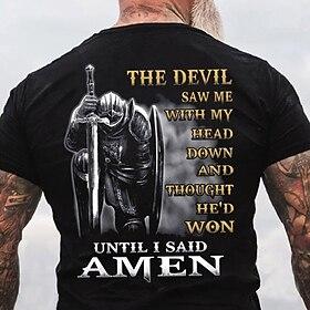 Men's Templar Cross Letter T Shirt Graphic Tee Christian T Shirts Short Sleeve T shirt 3D Print Crew Neck Shirt Vintage Fashion Designer Casual Daily Street Bl