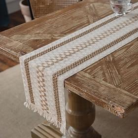 Farmhouse Table Runner Vintage Table Runner Cotton Linen Table Decorations for Dining Party Holiday