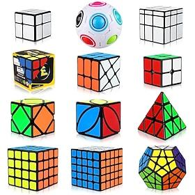 Speed Cube Set 12 pcs Magic Cube IQ Cube 222 333 444 Speedcubing Bundle Stress Reliever Puzzle Cube Professional Level SpeedToy Gift for Christmas Gifts