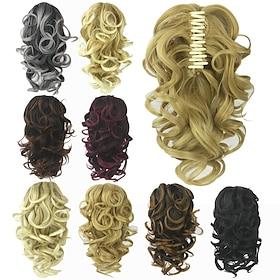 Grab Ponytail Curly Ponytail Extension Long Curly Ponytail Clip in Claw Hair Extension Natural Looking Synthetic Hairpiece for Women, Dark Brown