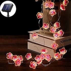 Solar Cherry Blossom String Lights 4M 40LED Outdoor Waterproof Garden Fairy Lights Wedding Party Patio Holidays Balcony Home Decoration 8 Mode Lighting
