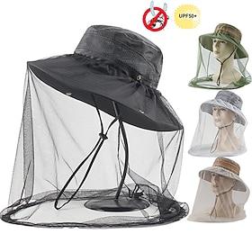 Men's Women's Sun Hat Hiking Hat Mosquito Head Net Hat 1 pcs Summer Outdoor Portable Anti-Mosquito Anti-Eradiation Comfortable Patchwork Polyester Army Green K