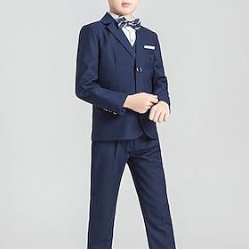 4 Pieces 5 Pieces Ring Bearer Suit Boys Kids Toddler Suit Formal Suit Suit Blazer Suit Vest Jacket Pants Formal Anniversary Party Back to School Fashion Gent