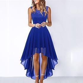 Women's Cocktail Party Dress Lace Dress Swing Dress Long Dress Maxi Dress Black Pink Wine Sleeveless Pure Color Lace Fall Spring Summer Crew Neck Fashion 2023