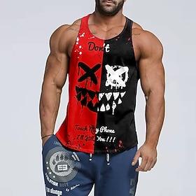 Men's Graphic Color Block Gothic Horror Tank Top Vest Funny T Shirts Sleeveless T Shirt for Men Sleeveless T shirt 3D Print Crew Neck Shirt Fashion Basic Class
