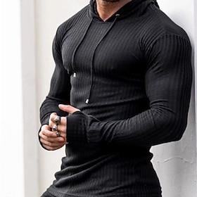 Men's Hoodie Blue Black Camel Purple Hooded Solid Color Lace up Streetwear Sports Outdoor Polyester Cool Casual Big and Tall Spring Fall Clothing Apparel Hood