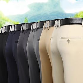 Men's Dress Pants Trousers Chinos Pocket Plain Comfort Breathable Wedding Business Casual Fashion Classic Yellow Navy Blue Stretchy