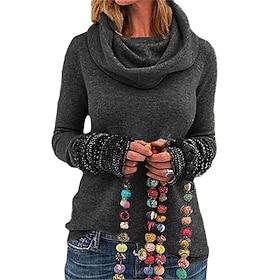 Women's Pullover Sweater Jumper Turtleneck Ribbed Knit Knitted Fall Winter Outdoor Daily Going out Stylish Casual Soft Long Sleeve Pure Color Black Yellow