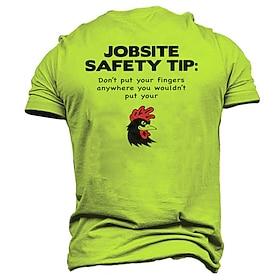 Funny Jobsite Safety Tip Men's T-Shirt - Rude Rooster Graphic Work Humor Tee