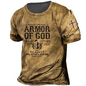 Men's Unisex Templar Cross Letter Graphic Prints T Shirt Distressed T Shirt Short Sleeve T shirt 3D Print Crew Neck Shirt Vintage Sports Designer Daily Outdoor