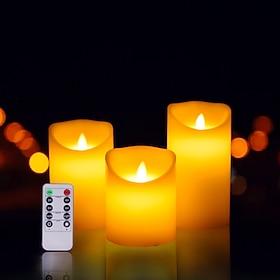 LED Candles Flameless Flickering Pillar Candles with Remote and Timer Battery Operated 3D Wick Real Wax Ivory Warm Light LED Pillar Candles for Halloween Decor