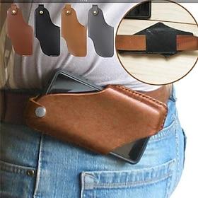 Men's Leather Belt Clip Phone Holster – Vintage PU Leather Waist Pouch Case with Snap Closure, Hands-Free Cell Phone Holder for Outdoor Travel  Daily Use