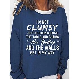 Women's Oversized Sweatshirt Pullover Cotton Blend Text Daily Sports Print Monograms Active Streetwear Loose Fit Round Neck Long Sleeve Without Lining Micro-el