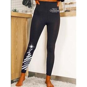 dames leggings boom print hoge taille rekbaar zwart en wit vakantie thema casual workout lange kleding