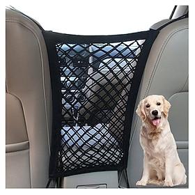 Dog Car Net Barrier Pet Barrier with Auto Safety Mesh Organizer Stretchable Storage Bag Universal for Cars SUVs -Easy Install Car Divider for Driving Safely wi