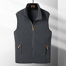 Men's Fleece Vest Polar Fleece Gilet Daily Wear Going out Festival Sport Basic Fall  Winter Zipper Pocket Polyester Warm Solid Colored Zipper Standing Collar R