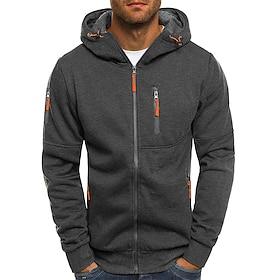 Men's Hoodie Zip Hoodie Sweatshirt Sweat Jacket Tactical Navy Wine Red Black White Royal Blue Hooded Color Block Zipper Polyester Cool Winter Clothing Apparel