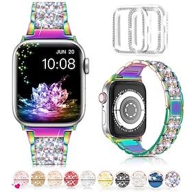 [12Pack] Jewelry Bracelet Compatible with Apple Watch band 38mm 40mm 41mm 42mm 44mm 45mm 49mm with Case Bling Diamond Rhinestone Strap Replacement Wristband fo