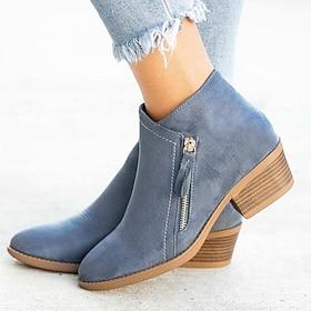 Women's Casual Suede Ankle Boots with Side Zipper - Comfortable and Stylish for Everyday Wear