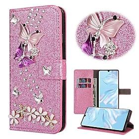 Phone Case For Samsung Galaxy S26 Ultra Plus S25 S24 S23 S22 S21 FE S21 Ultra Plus S20 A55 5G A35 5G Wallet Case Rhinestone Magnetic Glitter Shine Butterfly Gl