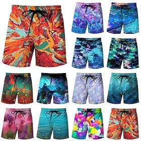 Men's Tie Dye Swim Trunks Swim Shorts Board Shorts Mid Waist Streetwear Stylish Classic Style Casual Beach Holiday Drawstring Elastic Waist Designer Clothing A