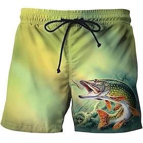 Men's Graphic Prints Fish Swim Trunks Swim Shorts Board Shorts Mid Waist Fashion Streetwear Casual Outdoor Daily Holiday Pocket Drawstring Elastic Waist Design