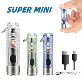 Mini Rechargeable Keychain Flashlight - Super Bright UV Black Light Torch with Magnet for Camping  Portable Lighting