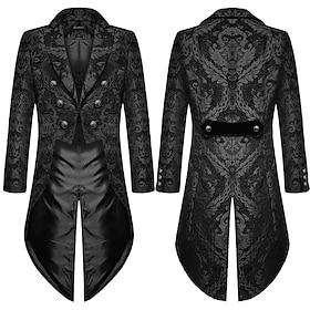 Retro Vintage Medieval Renaissance Coat Jacket Tailcoat Prince Nobleman Fancy Dress Adults' Men's Ebenezer Scrooge Elf Steampunk Halloween Christmas Masquerade