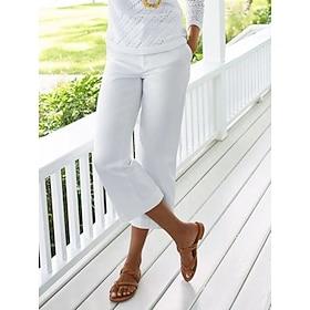 Women's Capri shorts Cotton Blend Chinos Summer Pants Fashion Calf-Length Natural Plain Side Pockets Baggy Comfort Inelastic Casual Daily Blue Black White Red