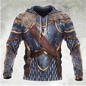 Men's Graphic Prints Armor Hoodie Hoodies Sweatshirt Streetwear Designer Basic Casual Long Sleeve Hooded Daily Sports Silver Print Spring Fall Designer S M L
