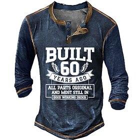 Men's Funny 60th Birthday Long Sleeve Henley T-Shirt - Built 60 Years Ago All Original Parts Gift
