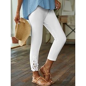 Women's Leggings Solid Colored Black White Fashion Ankle-Length Casual Daily